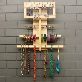 Barish Handcrafted Decor Jewellery Organiser For Home | Rubberwood