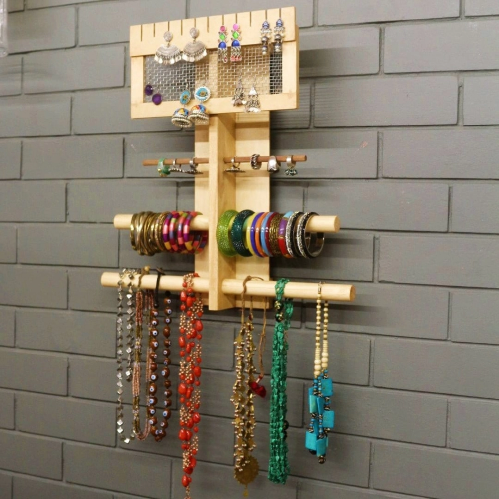 Barish Handcrafted Decor Jewellery Organiser For Home | Rubberwood