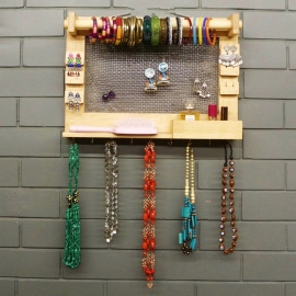 Barish Handcrafted Decor Jewellery Organiser For Home | Rubberwood