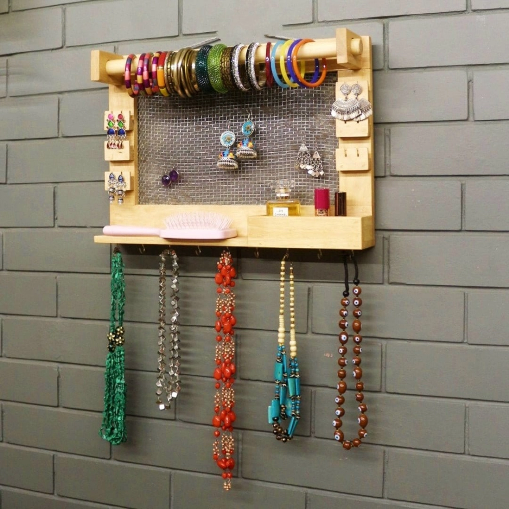 Barish Handcrafted Decor Jewellery Organiser For Home | Rubberwood