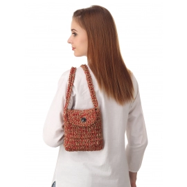 Happy Cultures | Jute Red Crocheted Sling Bag | Handcrafted