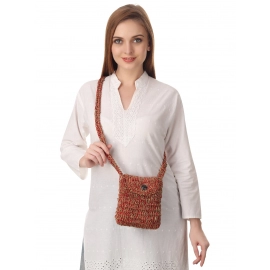 Happy Cultures | Jute Red Crocheted Sling Bag | Handcrafted