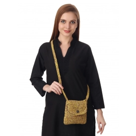 Happy Cultures | Jute Yellow Crocheted Sling Bag | Handcrafted