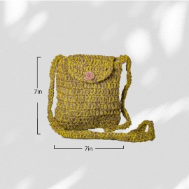 Happy Cultures | Jute Yellow Crocheted Sling Bag | Handcrafted