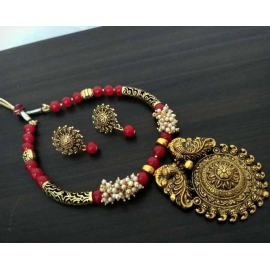 Lahariya Oxidized Necklace | Red | Women