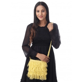 Happy Cultures |  Jhalar Crocheted Messenger Bag | Lemon Yellow