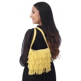 Happy Cultures |  Jhalar Crocheted Messenger Bag | Lemon Yellow