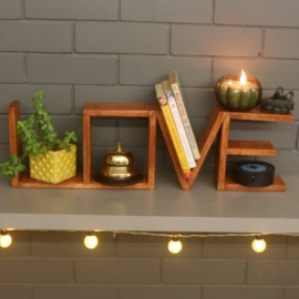 Barish Handcrafted Decor Love Table Shelf | Firewood