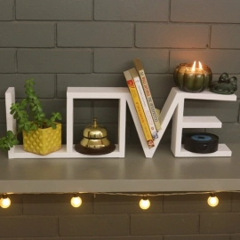 Barish Handcrafted Decor Love Table Shelf | White