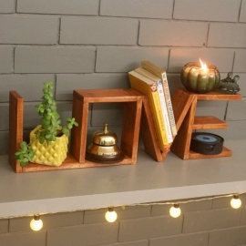 Barish Handcrafted Decor Love Table Shelf | Firewood