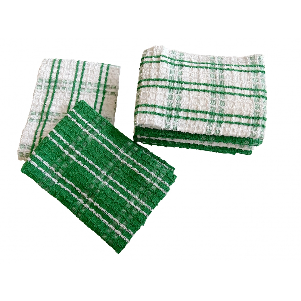 PiccoCasa Cotton Terry Small Kitchen Dish Cloth Cleaning Dish Rags 6 Pcs  Green 10.5 x 15