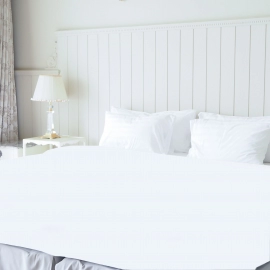 Sleepcosee | Luxury Cotton White Bed Linen | Strip | Queen Size