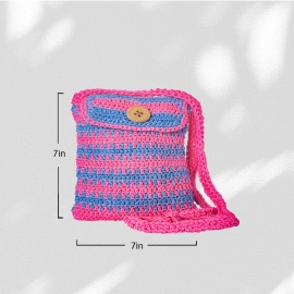 Happy Cultures | Magenta Blue Crocheted Sling Bag | Handcrafted