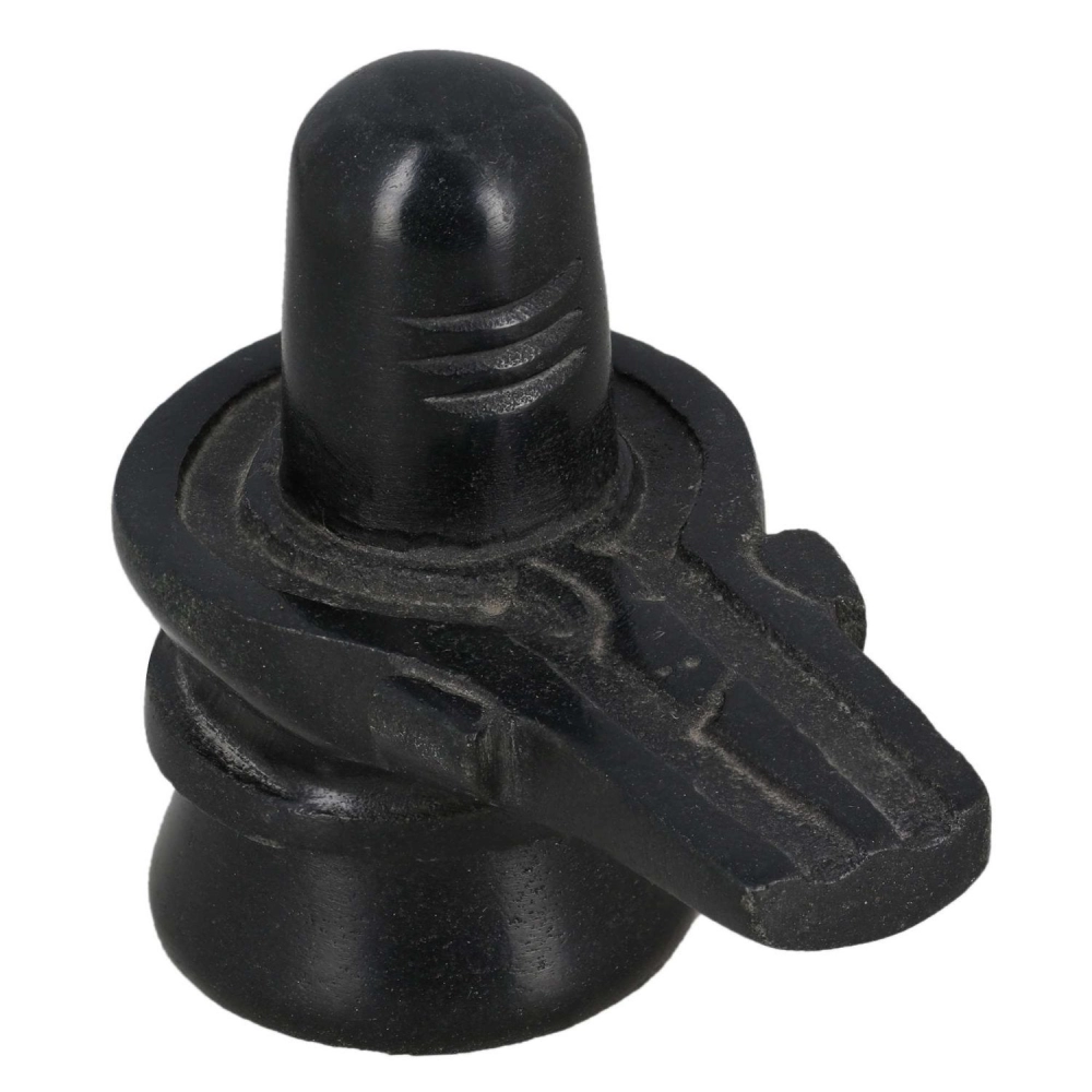 Marble Black Soapstone Statue 5 inch Statuette For Puja Shivling