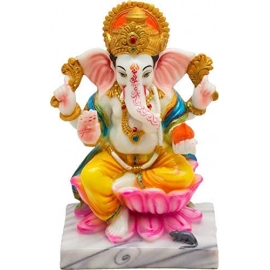 Marble Decorative Lord Ganesha Idol for Home Decor | Multicolor