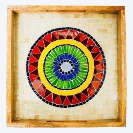 Barish Handcrafted Decor Mosaic Tray | Circle Rangoli Design