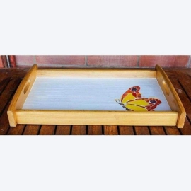 Barish Handcrafted Decor Mosaic Tray | White