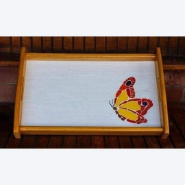 Barish Handcrafted Decor Mosaic Tray | White