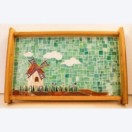 Barish Handcrafted Decor Mosaic Tray |  Green