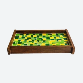 Barish Handcrafted Decor Mosaic Tray | Yellow/Green