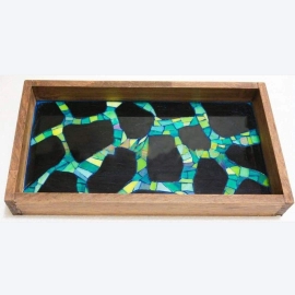 Barish Handcrafted Decor Mosaic Tray | Black