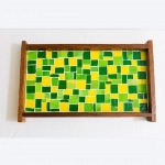 Barish Handcrafted Decor Mosaic Tray | Yellow/Green