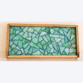 Barish Handcrafted Decor Mosaic Tray | Blue 