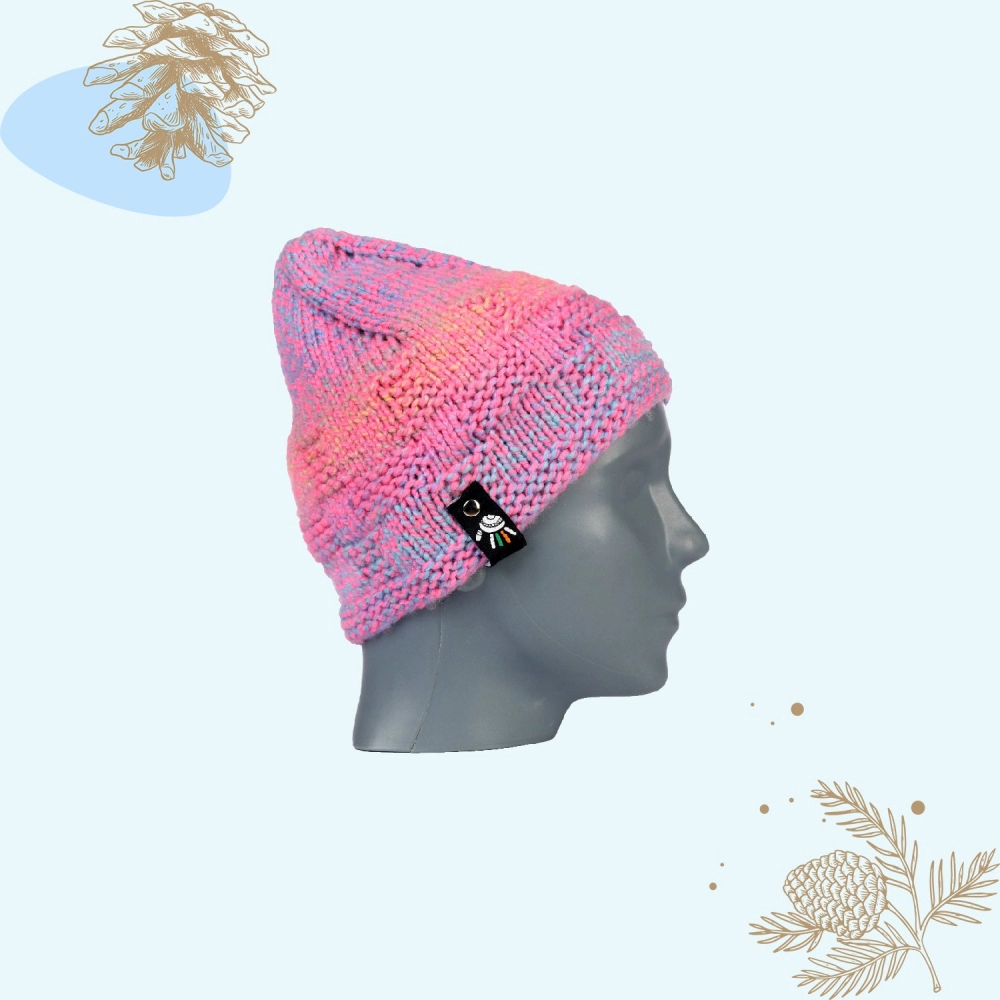 Happy Cultures | Pink Multicolour Crocheted Beanie | Handcrafted
