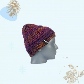 Happy Cultures | Purple Multicolour Crocheted Round Beanie | Handcrafted