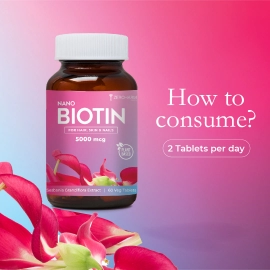 Zeroharm | Nano Biotin 5000 MCG |  For Hair, Skin And Nails | 120 Tablets