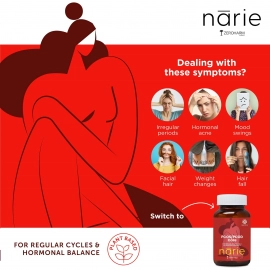 Zeroharm | Narie PCOS/PCOD Care Tablets | High Energy & Better Mood | 180 Tablets