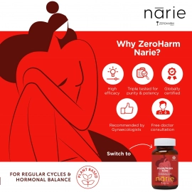 Zeroharm | Narie PCOS/PCOD Care Tablets | High Energy & Better Mood | 180 Tablets