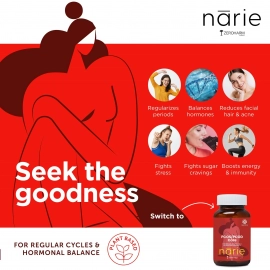 Zeroharm | Narie PCOS/PCOD Care Tablets | High Energy & Better Mood | 180 Tablets