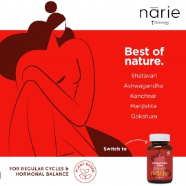Zeroharm | Narie PCOS/PCOD Care Tablets | High Energy & Better Mood | 180 Tablets