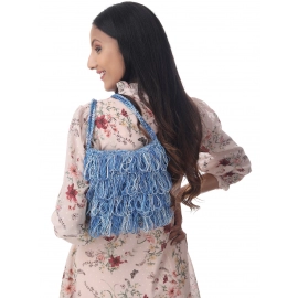 Happy Cultures | Jhalar Crocheted Messenger Bag | Orchid Blue