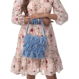 Happy Cultures | Jhalar Crocheted Messenger Bag | Orchid Blue