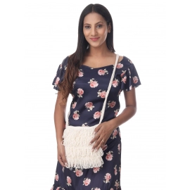 Happy Cultures | Jhalar Crocheted Messenger Bag | Orchid White