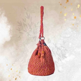 Happy Cultures | Peach Multi Colour Tassel Potli Bag | Handcrafted