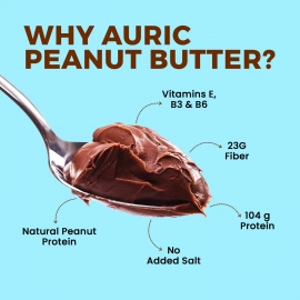 Auric Natural Peanut Butter- Crunchy - High Protein, Gluten & Lactose free 340gm