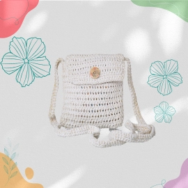 Happy Cultures | Pearl White Crocheted Sling Bag | Handcrafted