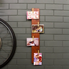 Barish Handcrafted Decor Photo Frame | Single Wooden Plank | Firewood