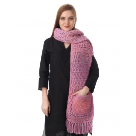 Happy Cultures Pink Gradient Crochet Unisex Pocketed Scarf | Handmade