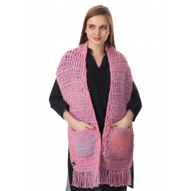 Happy Cultures Pink Gradient Crochet Unisex Pocketed Scarf | Handmade
