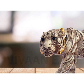 Polyresin Tiger Statue | Home Decor Showpiece | Antique Finish for Decoration 