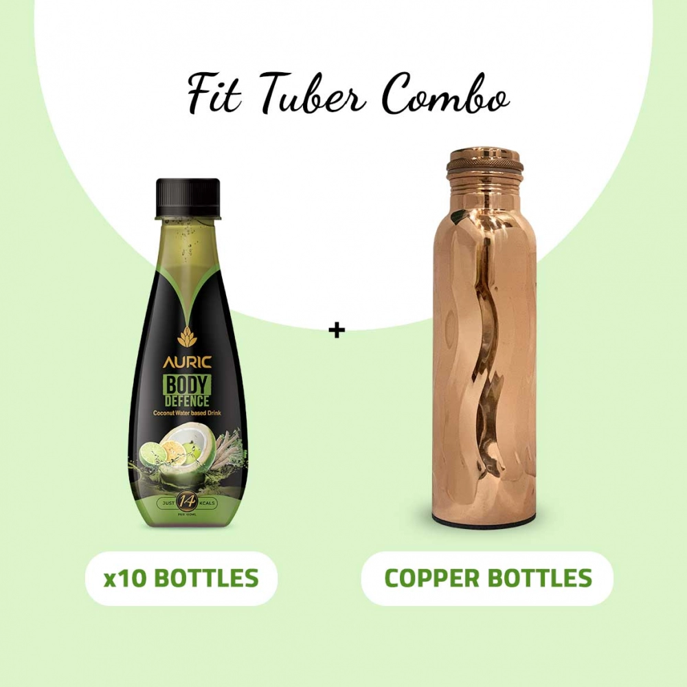 Auric | Giloy Tulsi Juice 10 Immunity Drinks | Copper Bottle