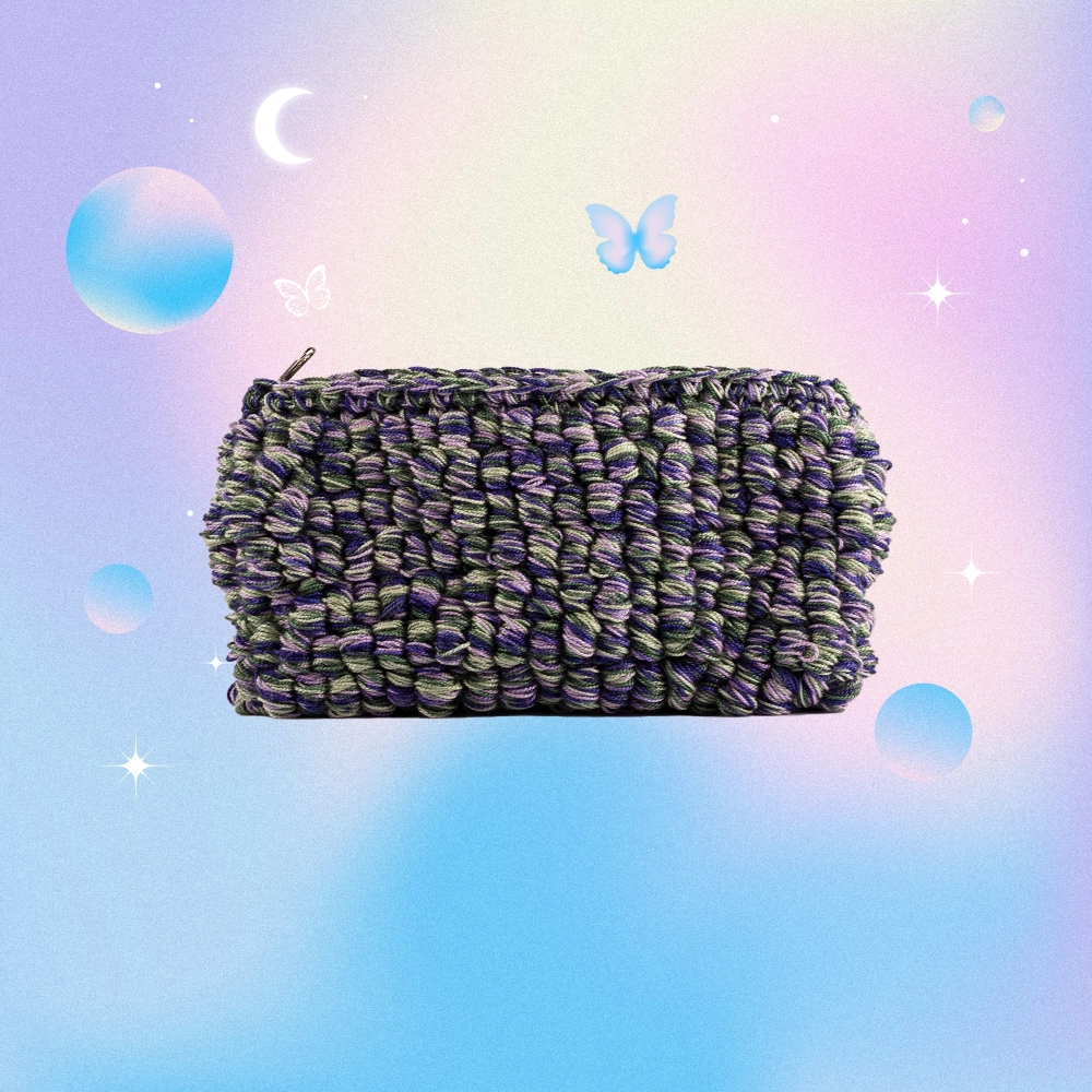 Happy Cultures | Purple Multicolor Crocheted Pouch | Handcrafted