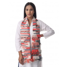 Happy Cultures Radiant Koi Orange Jhalar Crocheted Scarf | Handmade