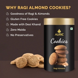 Auric | Ragi Almond Cookies | 1 Tin |20 Cookies | 14g Each