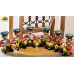 Rajasthani Wood Musician Bawla Set in Different Musicial Position | Height 4.5 inch Approx of Each (Brown, Set of 6) 