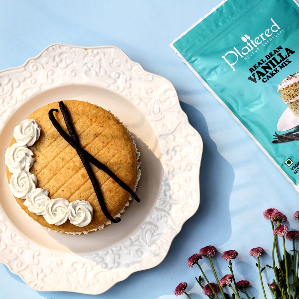 Plattered Real Bean Vanilla Cake Mix | EGGLESS | Vegan Friendly | Pack of 1